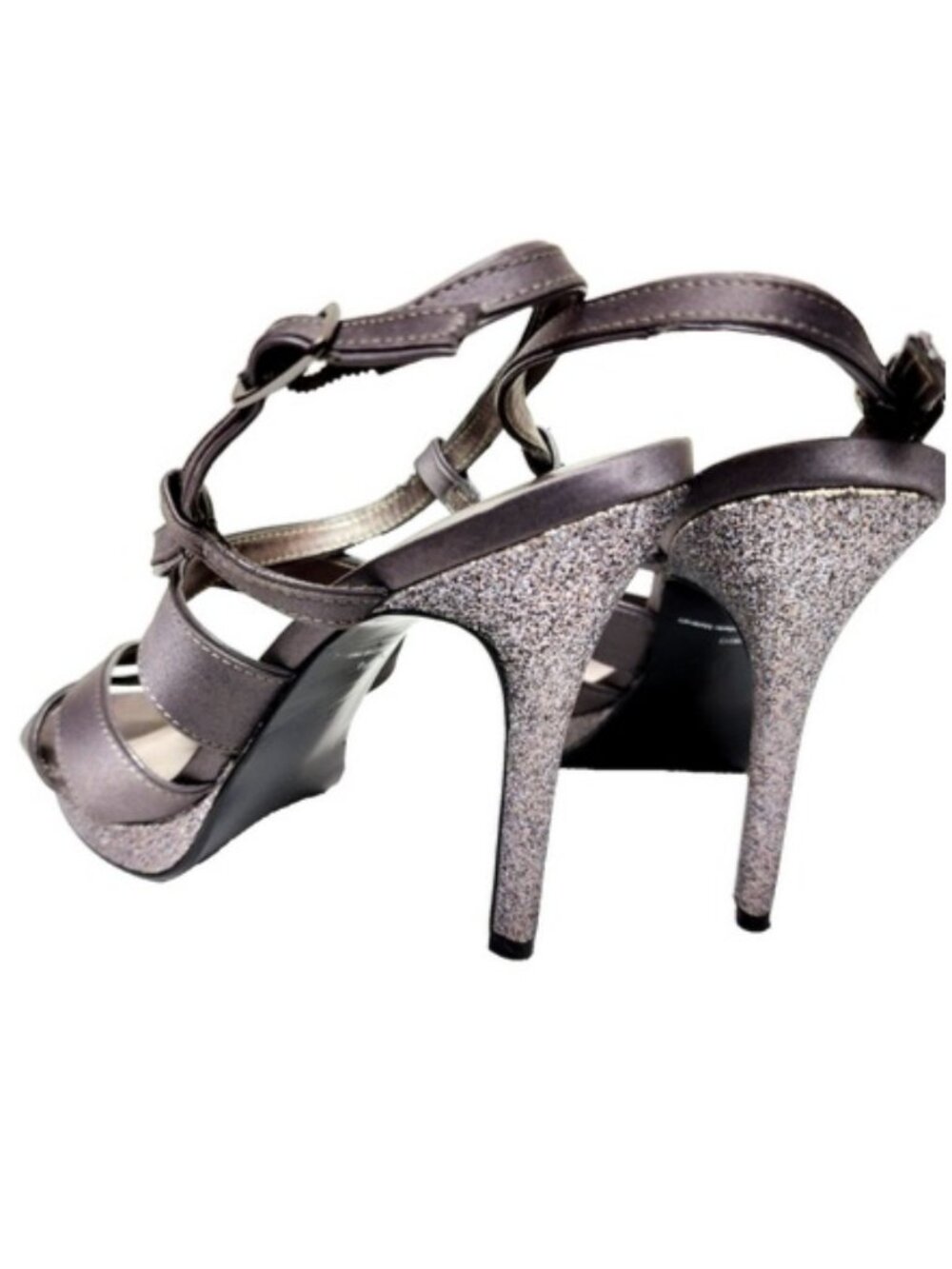 Kelly & Katie Dark Silver Glittery Platform Strappy Stiletto Sandal Size 8